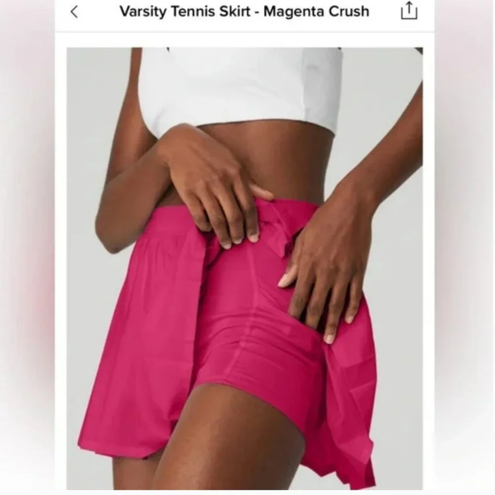 ALO Yoga Varsity Tennis Magenta Crush Pink Pleated Mini Skirt Skort Size Small
